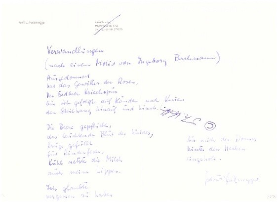 GERTRUD FUSSENEGGER (1912-2009) Professor, österreichische Schriftstellerin und Lyrikerin / austrian writer and poet