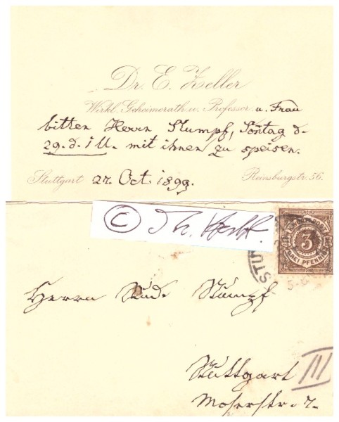 EDUARD ZELLER (1814-1908) Professor Dr., deutscher Theologe und Philosoph, bedeutender Vertreter der historisch-kritischen Methode. 1864 wurde er in die Preußische, 1873 in die Bayerische und 1890 in die Österreichische Akademie der Wissenschaften aufgenommen. 1877 wurde ihm der Orden Pour le Mérite für Wissenschaft und Künste verliehen.