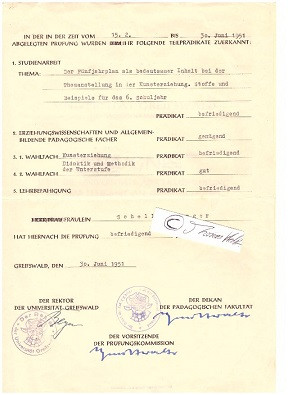 HANS BEYER (1905-71) Professor Dr., dt. Chemiker, 1950-54 Rektor der Universität Greifswald; HERBERT SCHMIDT-WALTER (1904-80) DDR-Künstler und Kunsterzieher, Professor für Theorie und Praxis der Bildenden Kunst an der PH und TU Dresden und der Kunstpädagogik