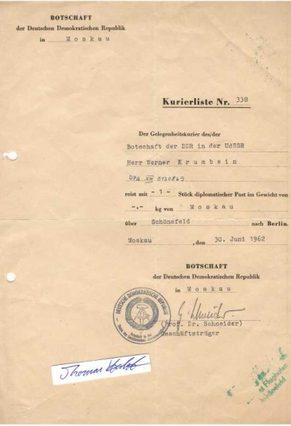 GEORG SCHNEIDER (Daten unbekannt) prominenter DDR-Diplomat in der Sowjetunion, Professor Dr. der Naturwissenschaften
