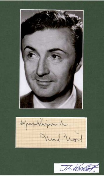 NOEL-NOEL (= Lucien Édouard Noël, 1897-1989) französischer Schauspieler, Chansonnier und Drehbuchautor, arbeitete zunächst als humoristischer Zeichner und Karikaturist, . Er konnte gravitätische Personen vom Stand ebenso spielen wie komische, verschrobene Kauze. Seine bekannteste Figur war der von Noël-Noël selbst konzipierte Filmheld Ademaï Joseph, den er in einer Reihe von kurzen wie abendfüllenden Unterhaltungsfilmen der 1930er und 1940er Jahre verkörperte.