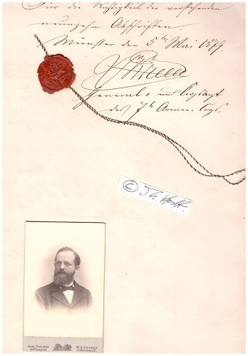 WILHELM GEORG LEBERECHT LENZ (1852-1916, dt. Apotheker, ab 1877 Korps-Stabsapotheker des 7. Armee-Korps in Münster, Ober-Stabsapotheker in Berlin) Dokumente