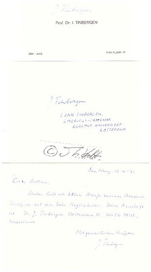 JAN TINBERGEN (1903-94) Professor Dr., niederländischer Mathematiker und Wirtschaftswissenschaftler, 1.Nobelpreisträger für Wirtschaftswissenschaft