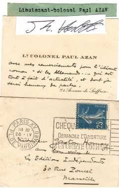 PAUL AZAN (1874-1951) französischer General und Autor / général et historien français / french general aud author