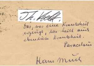 HANS MUCH (1880-1932) Professor Dr.med., deutscher Arzt, Bakteriologe, Immunologe und Schriftsteller; Professor für Hygiene an der neu gegründeten Universität Hamburg und Leiter des serologischen Instituts. Hans Much war Miteigentümer der 1932 nach ihm benannten Prof. Dr. Much’sche Präparate AG. Chem. Pharmazeut. Erzeugnisse (später: Prof. Dr. med. Much AG), ein pharmazeutisches Unternehmen, das die Arzneimittelmarke Spalt-Tablette auf den Markt brachte. / german doctor and bacteriologist