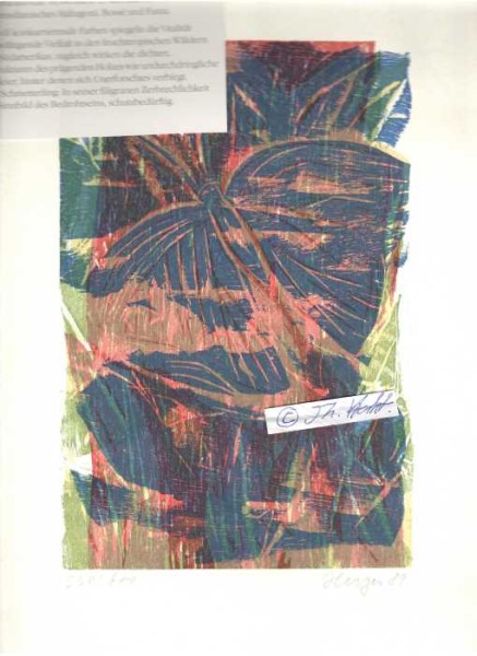 KLAUS HERZER (1932) deutscher Maler und Holzschneider, seit 1971 bilden Holz- und Metalldrucke sowie Monotypien den Schwerpunkt seiner künstlerischen Arbeit. 1992 Verleihung der Bürgermedaille der Stadt Mössingen 2001 Gründung der Kunststiftung Klaus Herzer, Eröffnung des Holzschnitt-Museums Klaus Herzer in Öschingen, 2007 Verleihung der Ehrenplakette der Stadt Mössingen